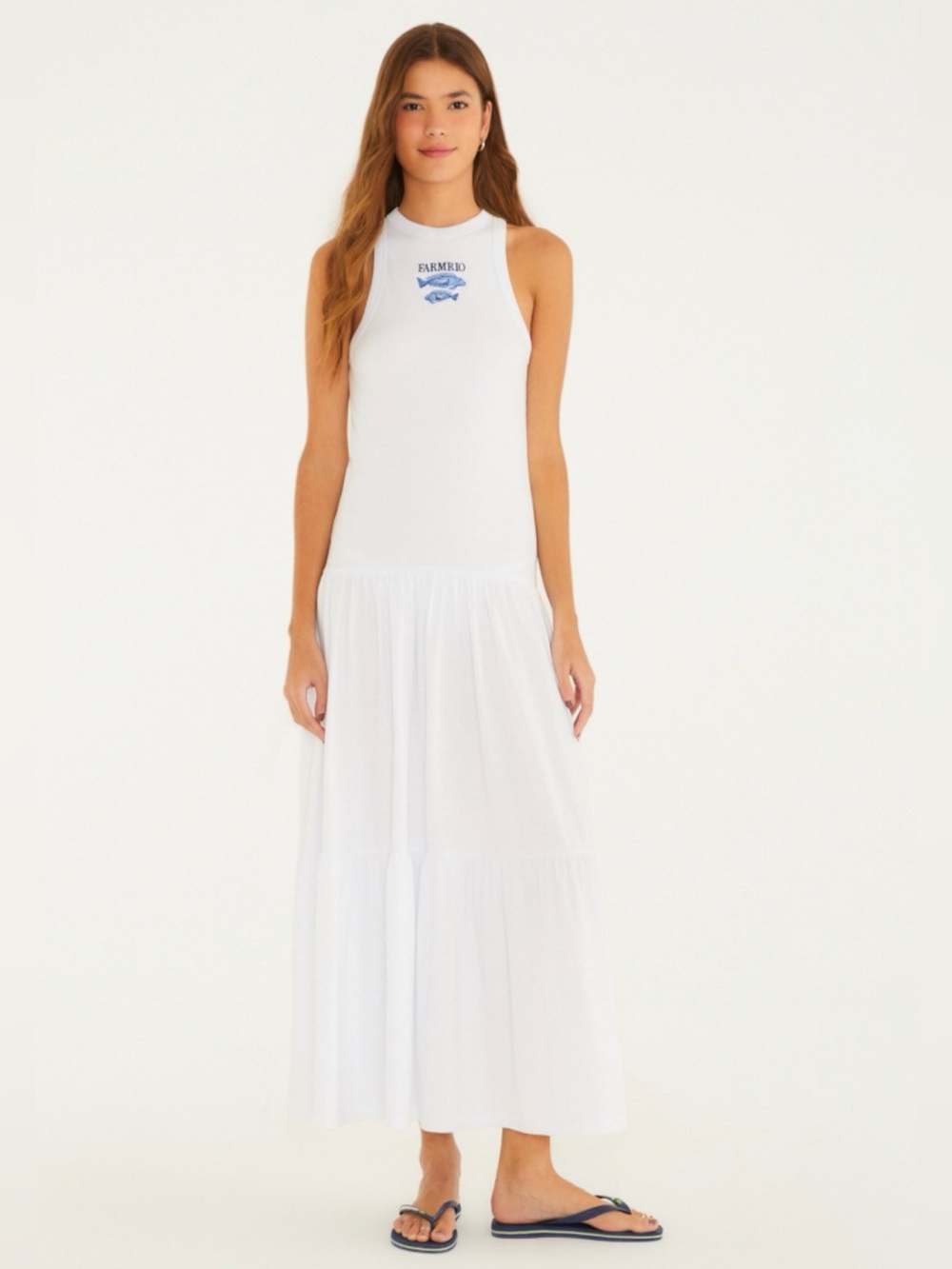 FARM Rio Sleeveless White embroidered Maxi Dress - New with tags!